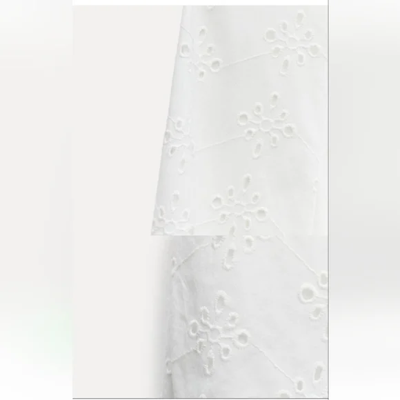 Zara ZW Collection Voluminous Skirt with Cutwork Embroidery Sz-L - Picture 7 of 11